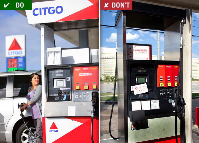 All gasoline fueling dispensers are clean, well maintained and in working order.