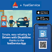 Illustration of attendant getting gas for driver