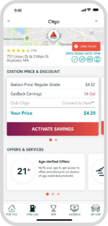 GasBuddy App with Club CITGO targeted ads