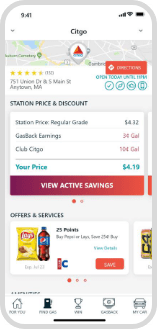 GasBuddy App with Club CITGO targeted ads